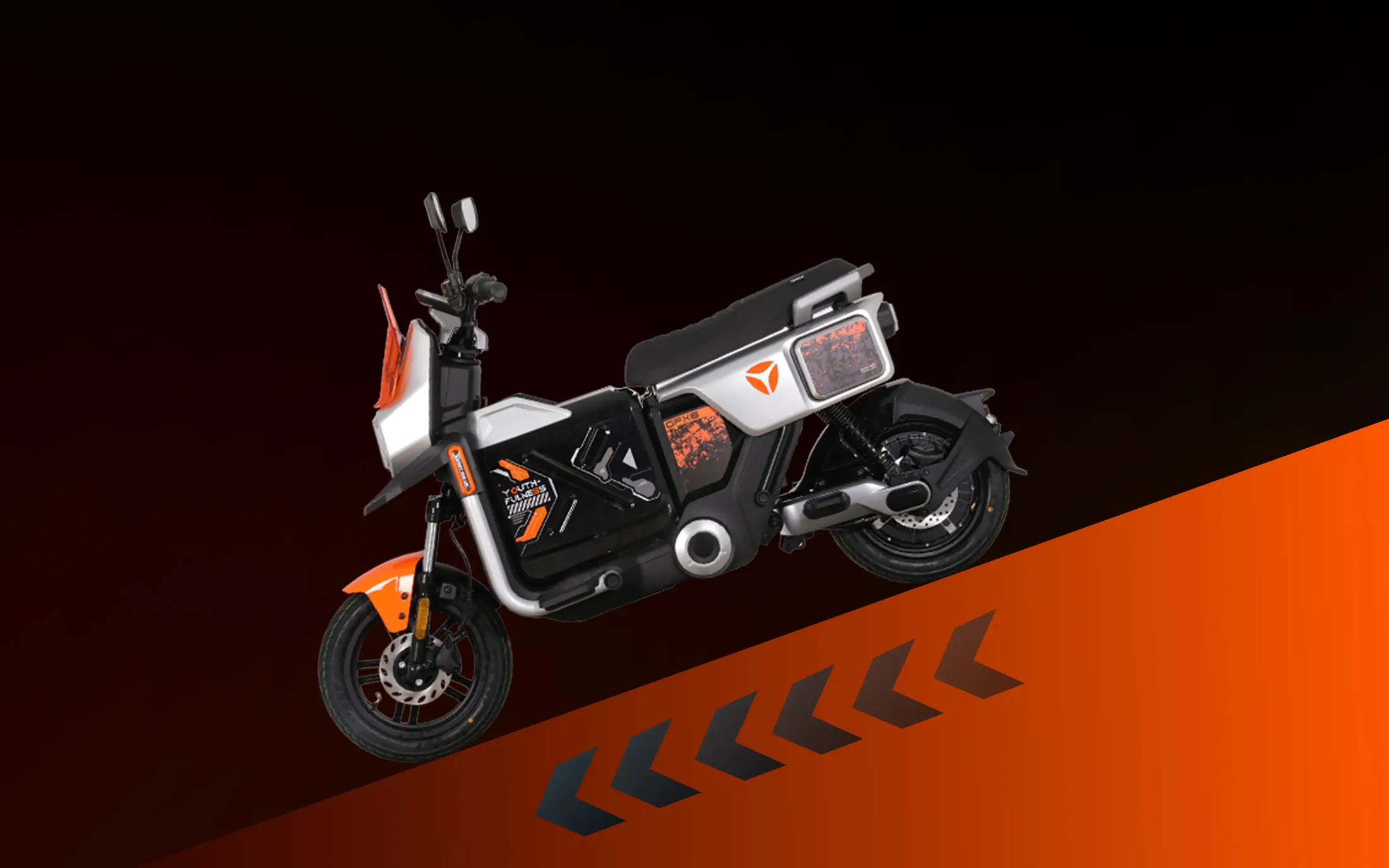 GFX6 sur une pente orange marquée de chevrons