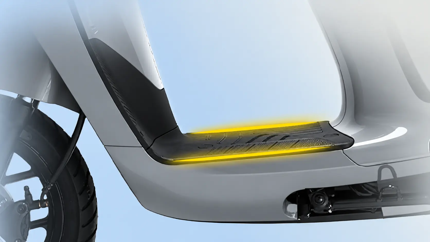 Plancher de l'Owin avec un trait jaune le long du bord