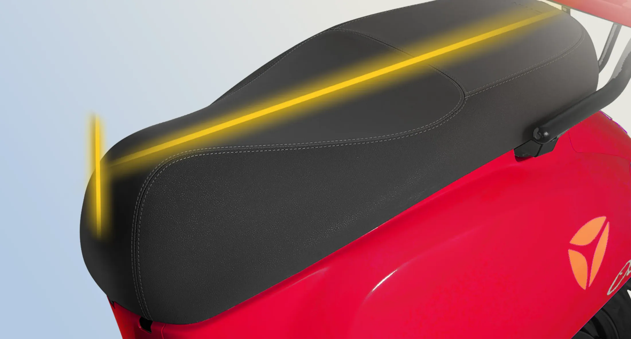Selle de l'Owin avec un trait jaune soulignant sa longueur